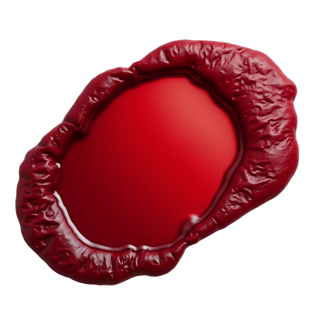 Free transparent PNG: Satin-like Red and Deep Burgundy Paint Pools on Blank Canvas PNG
