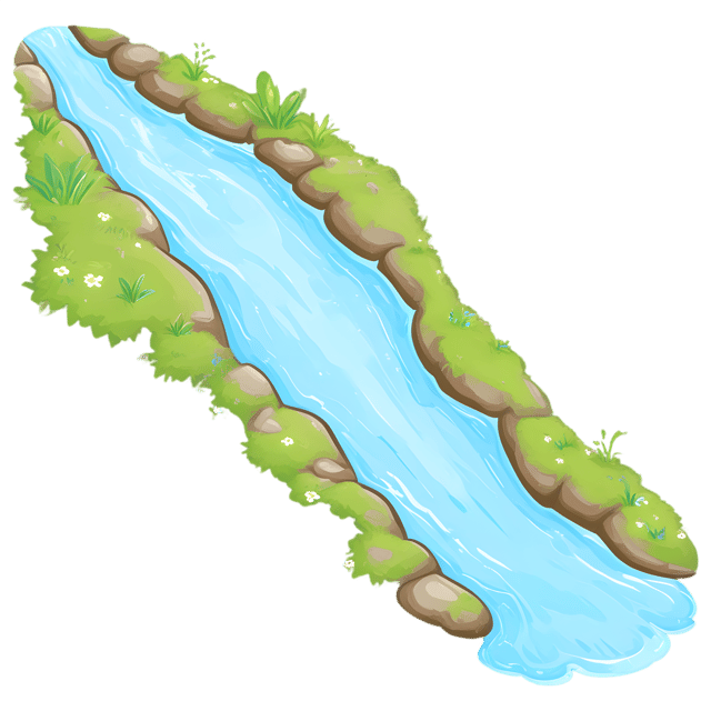 Free transparent PNG: Lush Greenery with Crystal-Clear Stream PNG for Nature and Decor