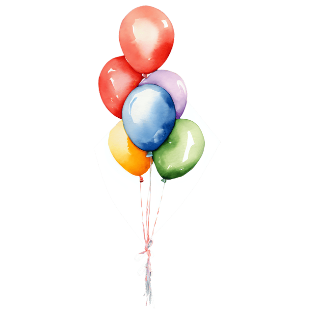 Free transparent PNG: Watercolor Balloon Bouquet PNG – Transparent Background Illustration
