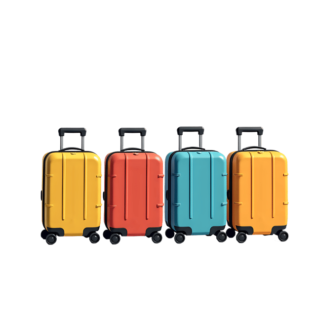 Free transparent PNG: Vibrant Travel-Themed Suitcases PNG with Transparent Background
