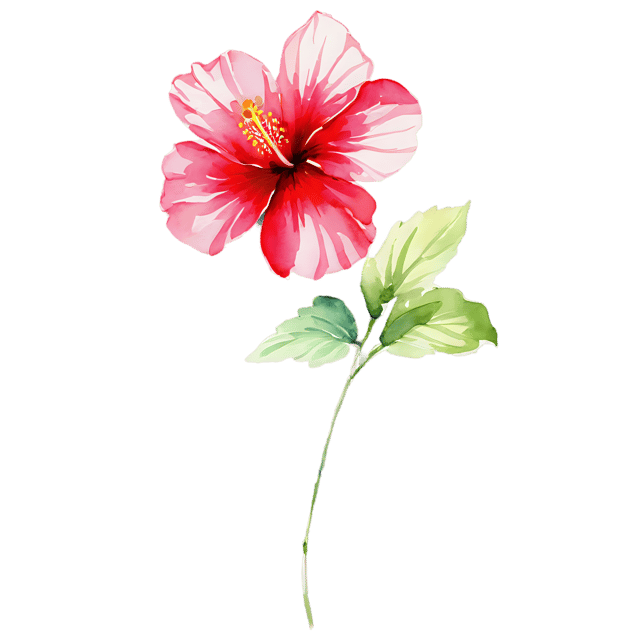 Free transparent PNG: Watercolor Hibiscus Flower Transparent PNG – Gentle Illustration for Artistic Projects