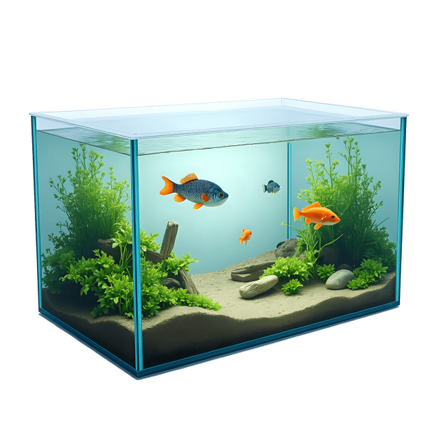 Free transparent PNG: Rectangular Glass Aquarium PNG with Transparent Background for Fish Tank Imagery