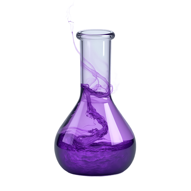 Free transparent PNG: Crystal Vial with Purple Liquid and Smoke PNG Image for Decorative and Artistic Use