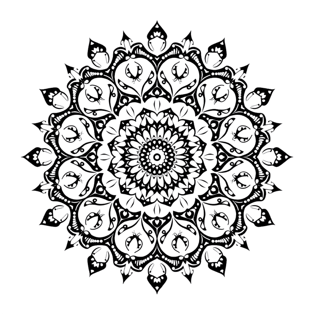 Free transparent PNG: Elegant Symmetrical Mandala with Delicate Lace Patterns on Transparent Background