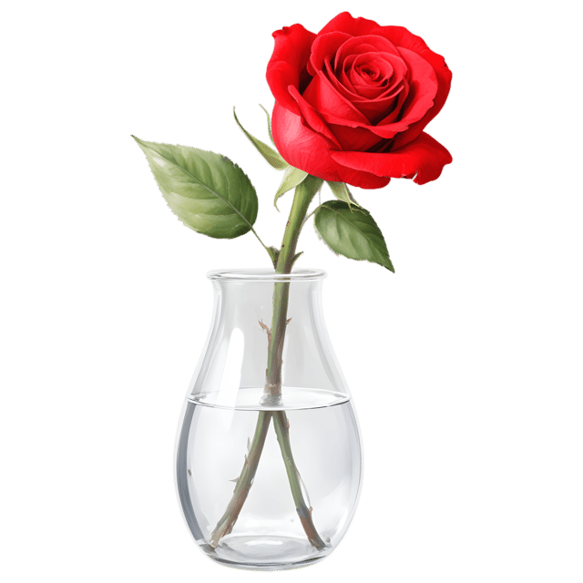 Free transparent PNG: Single Red Rose in Glass Vase Transparent Background PNG