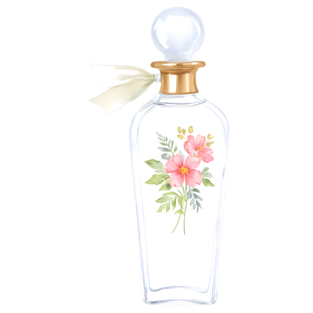 Free transparent PNG: Flowery Perfume Bottle Transparent Background PNG Design