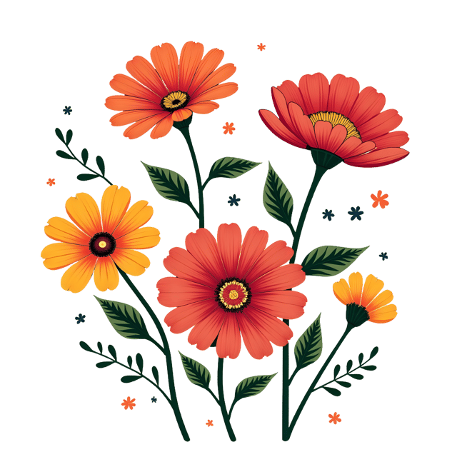 Free transparent PNG: Zinnia and Cosmos Flowers PNG Clipart  Perfect for Gardening, Crafts, and Decor