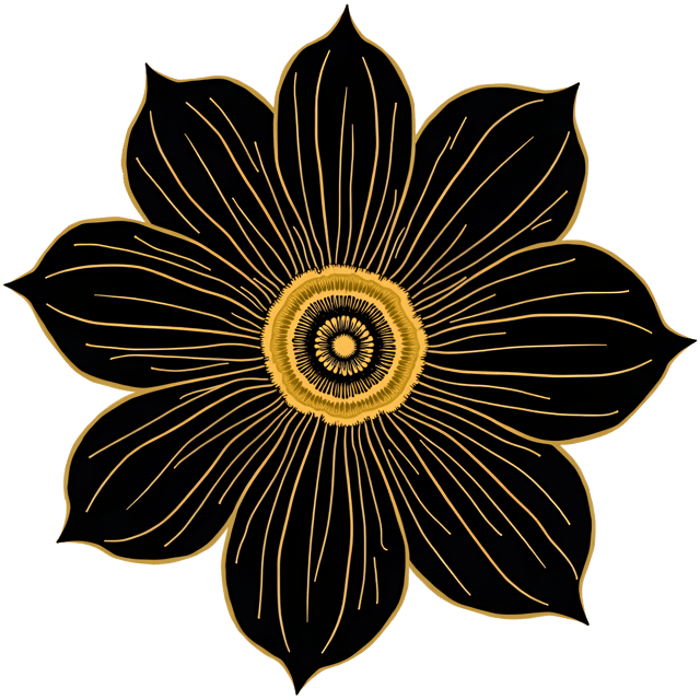 Free transparent PNG: Black and Gold Majestic Bloom Clipart with Intricate Patterns for Elegant Decor