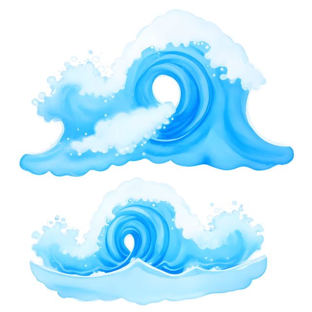 Free transparent PNG: Whimsical Watercolor Waves PNG with Transparent Background