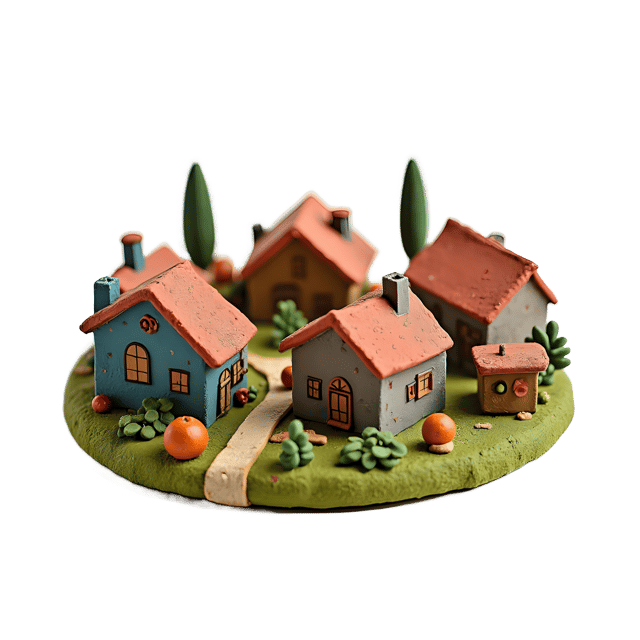 Free transparent PNG: Clay Figurine Village Scene PNG with Transparent Background for Handmade and Artistic Projects