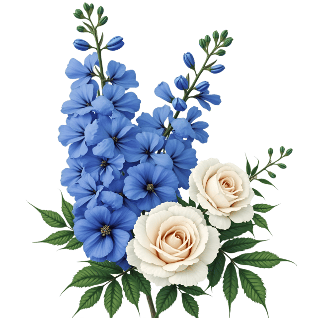 Free transparent PNG: Royal Blue Delphiniums with White Roses  Garden Clipart, free png download