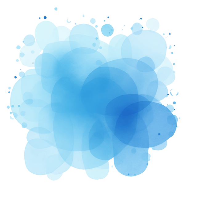Free transparent PNG: Luminous Blue Watercolor Droplets in Aqueous Medium - Transparent Background PNG Illustration