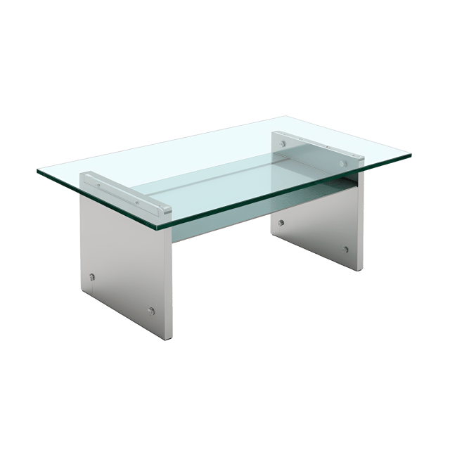 Free transparent PNG: Sleek Glass Coffee Table with Silver Accents and Minimalist Style