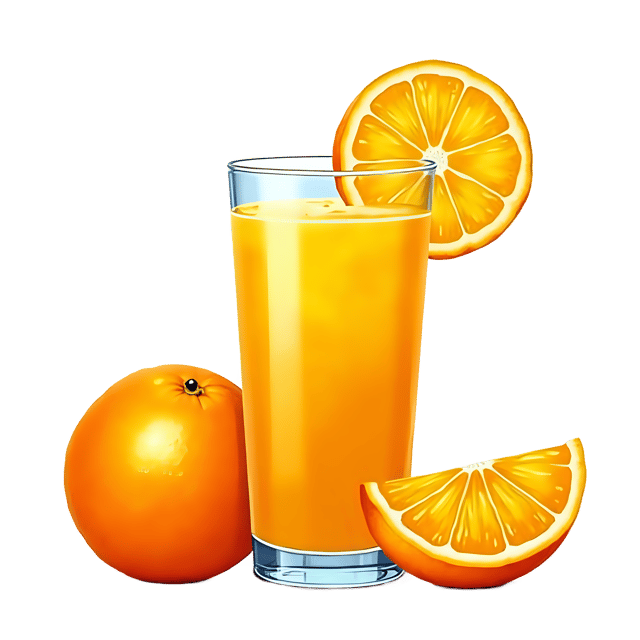 Free transparent PNG: Fresh Orange Juice with Slices Garnish - Transparent PNG Background