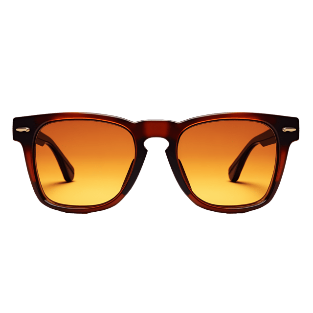 Free transparent PNG: Chunky Retro Glasses with Brown Frames and Amber Lenses