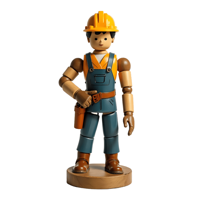 Free transparent PNG: Sturdy Wooden Construction Worker Figurine PNG with Transparent Background