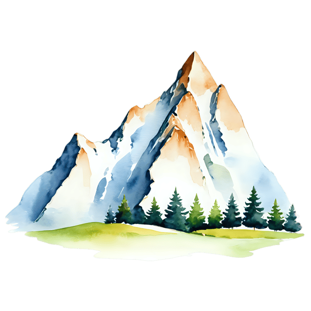 Free transparent PNG: Watercolor Mountain Landscape Transparent PNG – Gentle Illustration for Scenic Designs