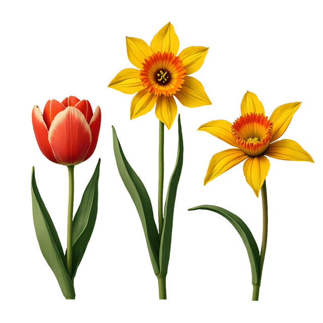 Free transparent PNG: Tulip, Daffodil, and Lily PNG Clipart  Perfect for Spring Designs  Education