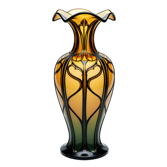 Free transparent PNG: Art Nouveau Vase with Stained Glass Details and Frosted Finish