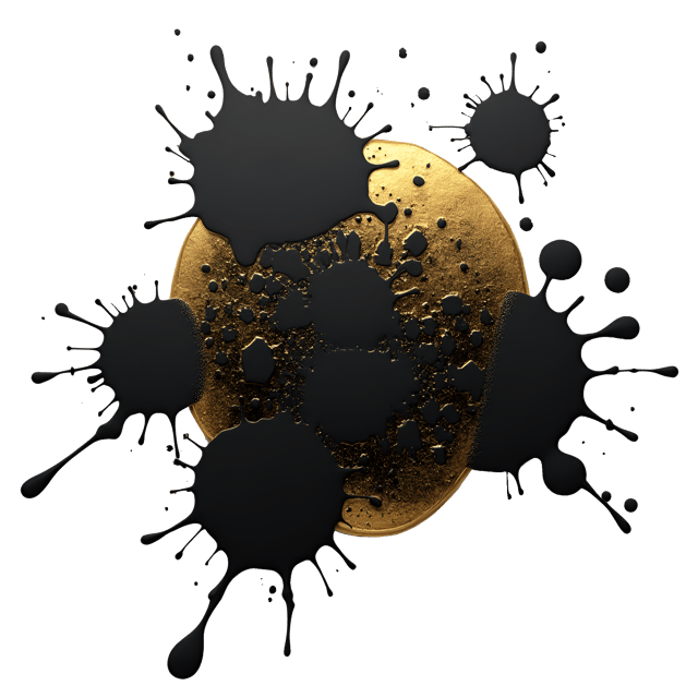 Free transparent PNG: Midnight Black and Gold Luminous Splotches PNG Design for Artistic and Decorative Purposes