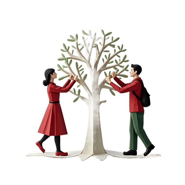 Free transparent PNG: Couple on a Tree Branch Decorative Design for Wedding and Nature Themes
