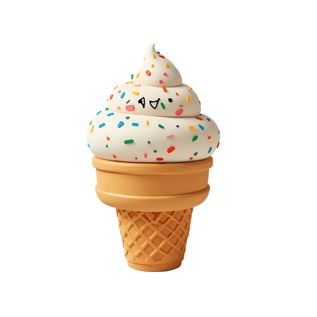 Free transparent PNG: Small Clay Ice Cream Cone with Sprinkles Transparent PNG for Sweet Treats and Desserts