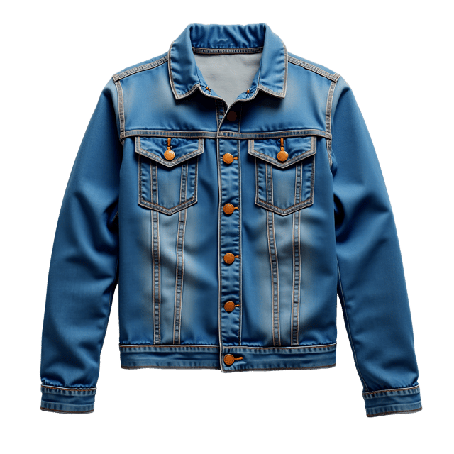 Free transparent PNG: Blue Denim Jacket with Flap Pockets Isolated on White Background