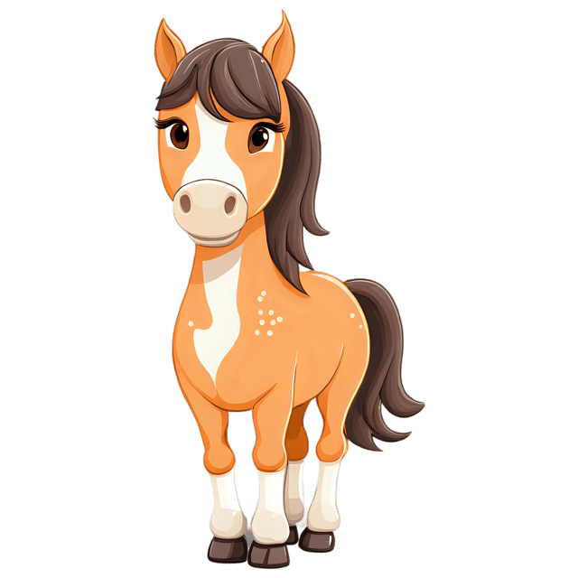 Free transparent PNG: Cute Cartoon Horse Illustration with Transparent Background for Creative Projects