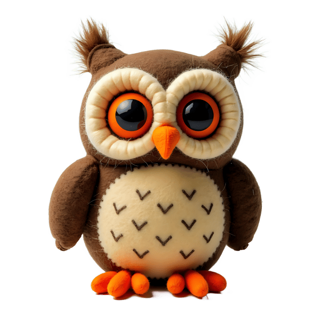 Free transparent PNG: Needle Felted Owl with Bright Round Eyes PNG Image for Art and Crafts