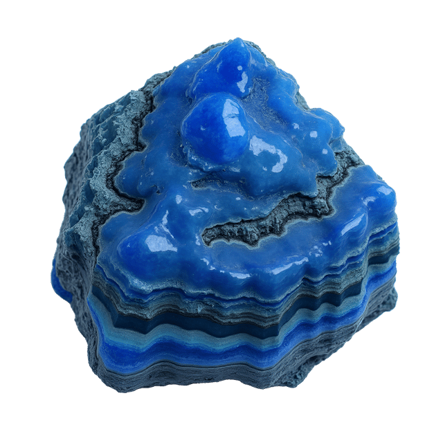 Free transparent PNG: Vibrant Blue Kyanite Crystal with Natural Veining on White Background