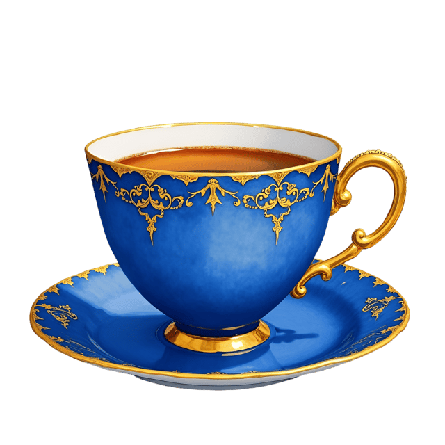 Free transparent PNG: Royal Blue and Gold Tea Cup  Elegant Clipart, free png download