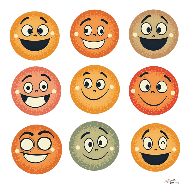 Free transparent PNG: Patterned Circles with Happy Faces PNG Clipart for Decorative Uses