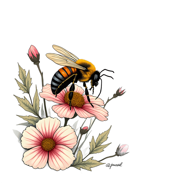 Free transparent PNG: Bee on Bloom  Nature Clipart Under Morning Sun, free downloadable png
