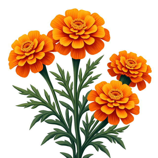 Free transparent PNG: Glowing Orange Marigold Clipart with Fiery, Vibrant Edges for Art and Crafts