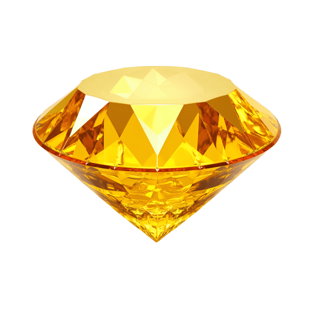 Free transparent PNG: Yellow Diamond with Fiery Brilliance on White Background - Realistic Illustration for Art and Design