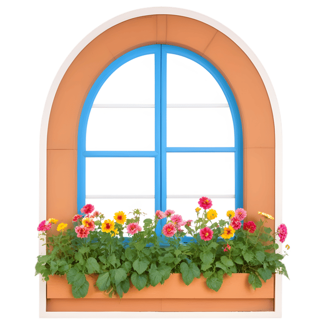 Free transparent PNG: Floral Window Cottage PNG with Transparent Background for Art and Design