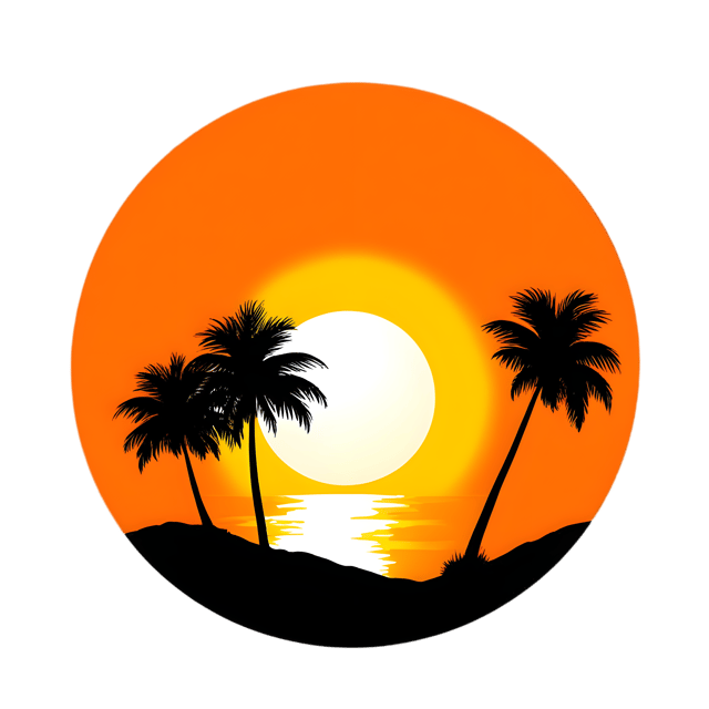 Free transparent PNG: Tropical Sunset Painting with Transparent Background PNG