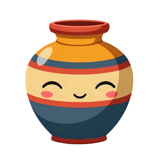 Free transparent PNG: Vividly Glazed Pottery Jar with Bold Stripes PNG