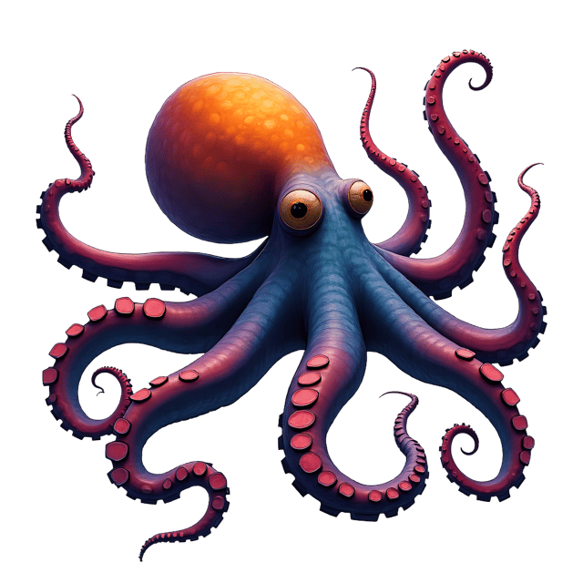 Free transparent PNG: Octopus PNG with Multicolored Arms and Transparent Background
