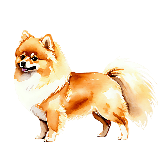 Free transparent PNG: Watercolor Pomeranian Dog Transparent PNG – Gentle Illustration Clipart