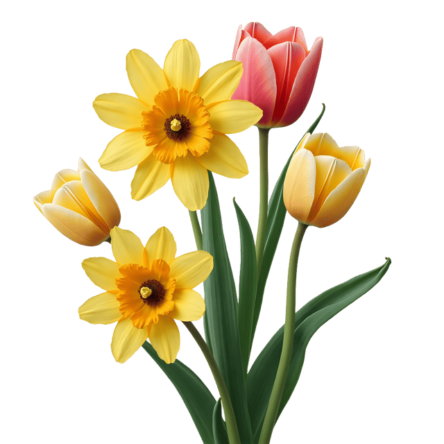 Free transparent PNG: Tulip and Narcissus Flowers PNG Clipart  Perfect for Spring Designs  Education