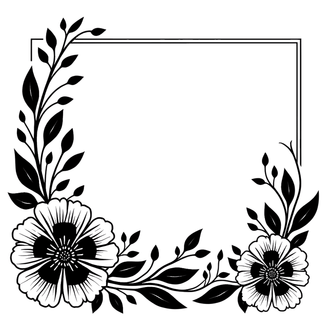 Free transparent PNG: Sleek Black and White Geometric Flower Border with Modern Angular Patterns
