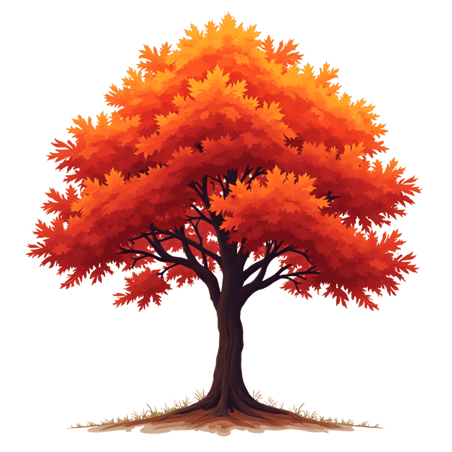 Free transparent PNG: Vibrant Maple Tree Autumn Illustration with Fiery Red and Orange Foliage