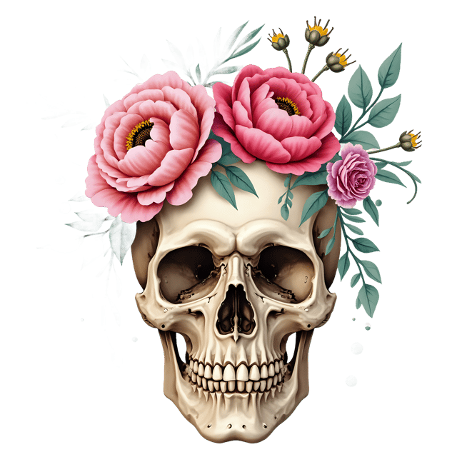Free transparent PNG: Skull Floral Elements PNG with Transparent Background for Artistic and Decorative Use