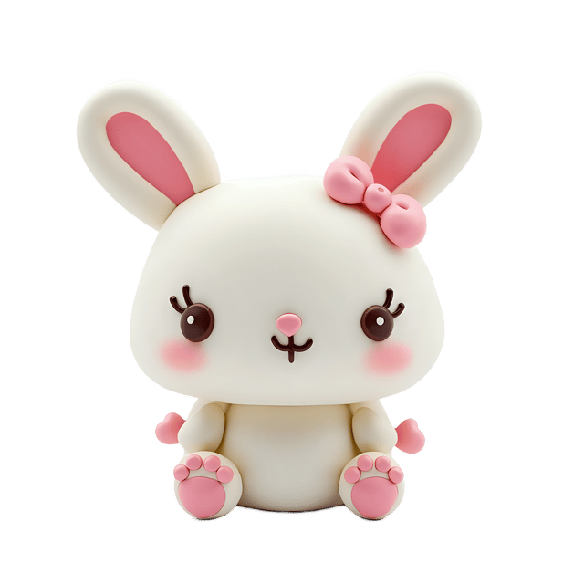 Free transparent PNG: Huggable Polymer Clay Bunny with Soft Pink Ears and Pastel Colors on Transparent Background