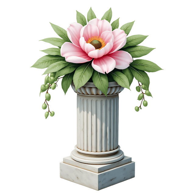 Free transparent PNG: Floral Marble Pedestal  Magnolia Carving Decorative Clipart, free png download