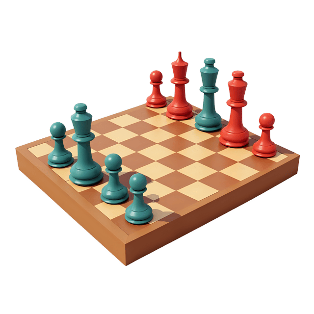 Free transparent PNG: Playful Wooden Chess Set with Hand-Painted Pieces and Natural Wood Board