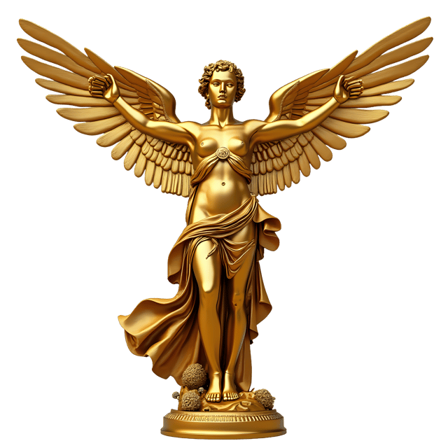 Free transparent PNG: Gold-Plated Winged Victory Statue PNG