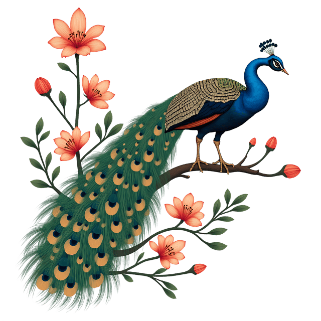 Free transparent PNG: Chinoiserie Narcissus and Peacock  Oriental Floral Art, free png download