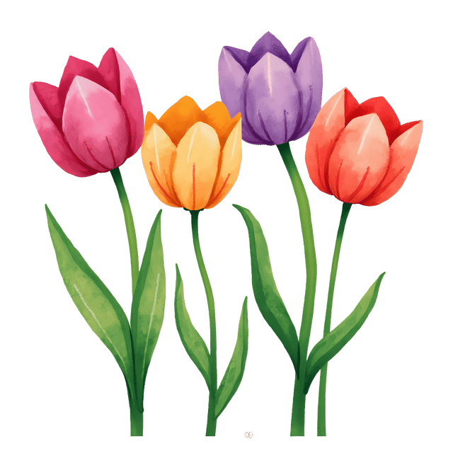 Free transparent PNG: Neon Whimsical Tulips PNG with Transparent Background